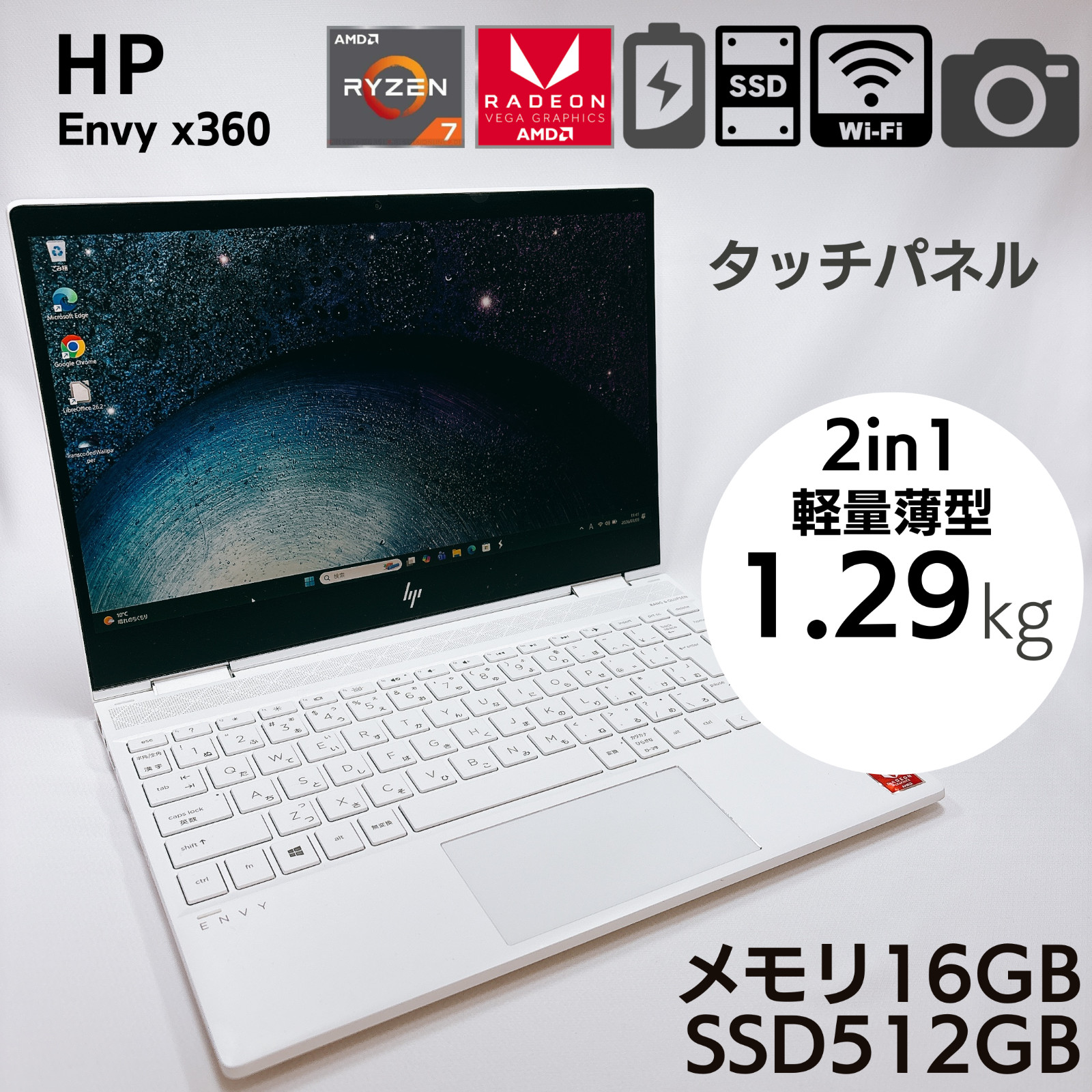 HP Envy x360 13.3″ Ryzen 7 3700U 16GB RAM 512GB SSD White 2in1 convertible #1022