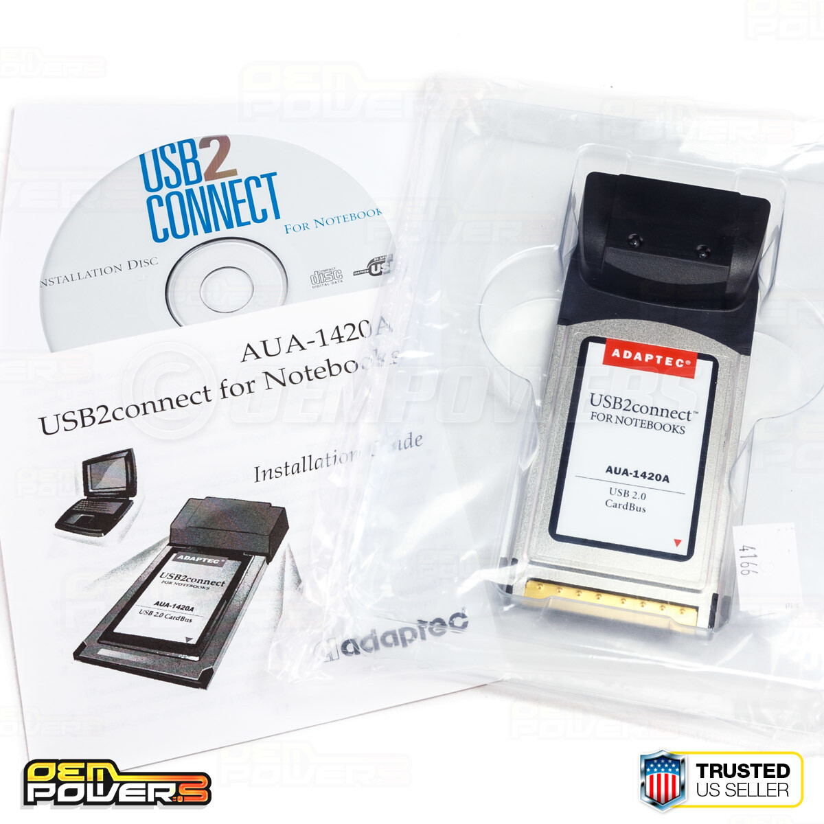 Adaptec AUA-1420 2-Port USB 2.0 CardBus Adapter Laptop Notebook PC Card PCMCIA