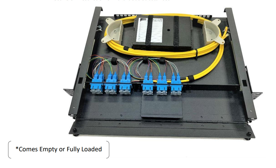 Fiber Optic 1RU Rack Mount Patch Panel Enclosure LIU Holds 3 LGX Adapter Plates