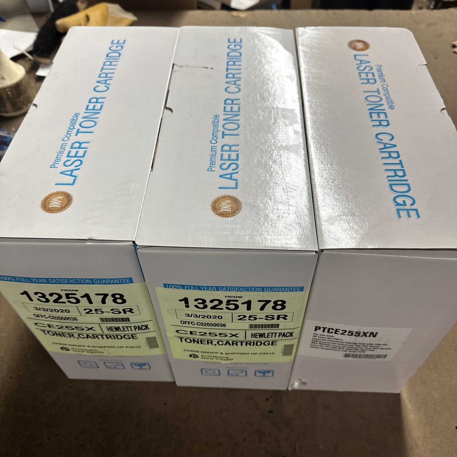 LOT OF 3 PREMIUM COMPATIBLE PTCE255XN TONER CARTRIDGE HP Laserjet P3011