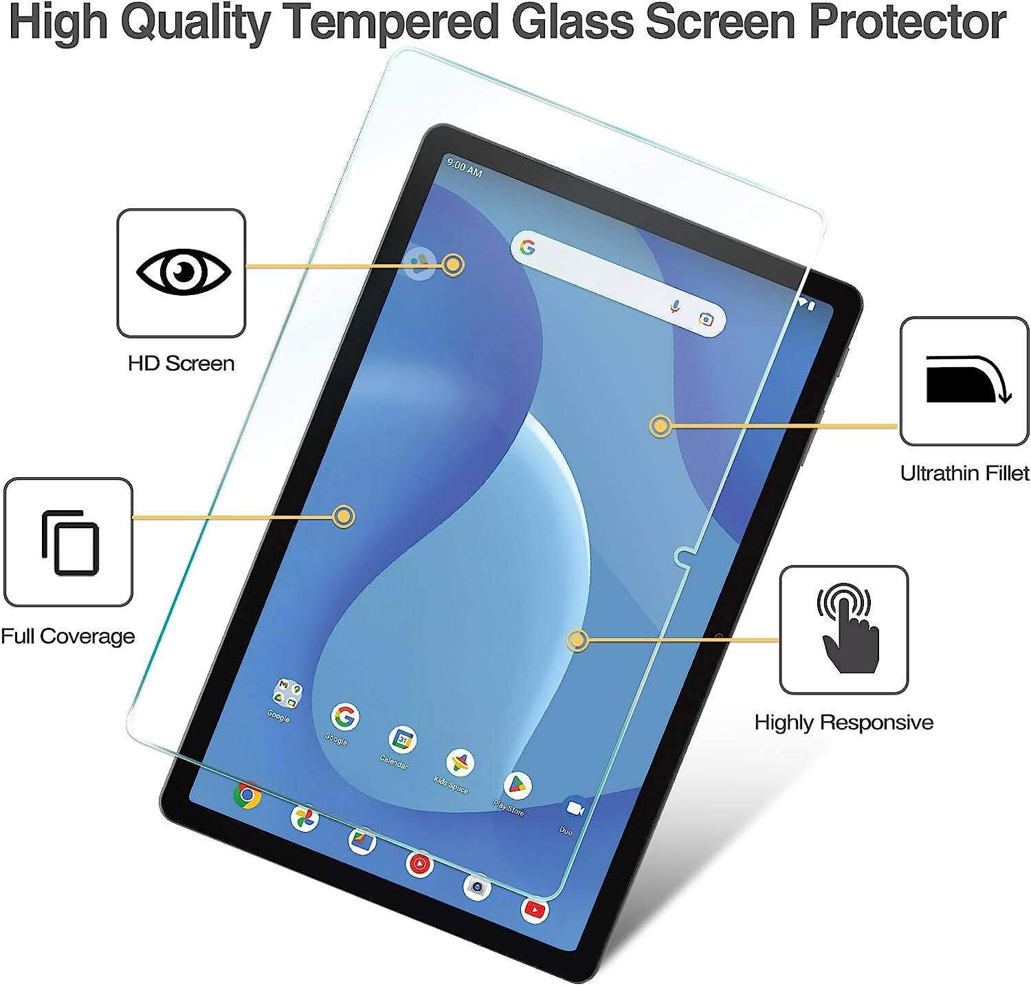 2 PACK Tempered Glass Screen Protector For Onn 7″ 8″ 10.1″ 10.4″ 11″ Pro Tablet
