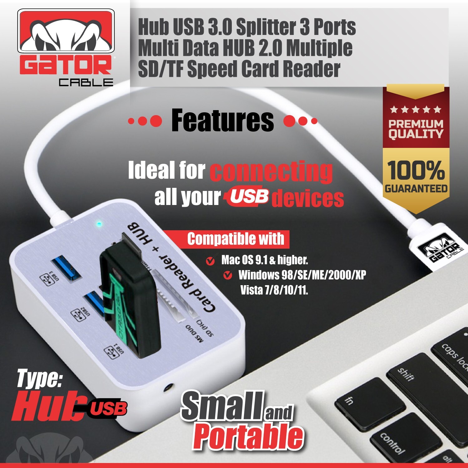 USB 3.0 Multi Card Reader Hub MS M2 Micro SD TF Memory Card Adapter 3 USB Port