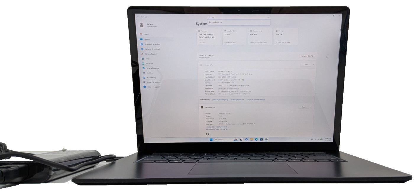 Microsoft Surface Laptop 5 Intel 10 Core i7 12th Gen 32GB DDR5 1TB SSD Grade A-
