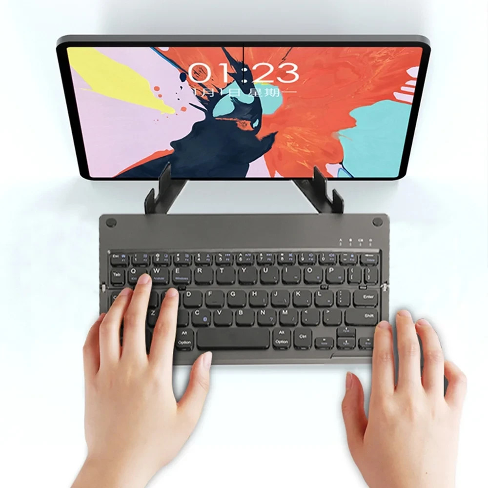 Mini Foldable Bluetooth Keyboard with Stand for Tablet iPad iPhone Android Phone