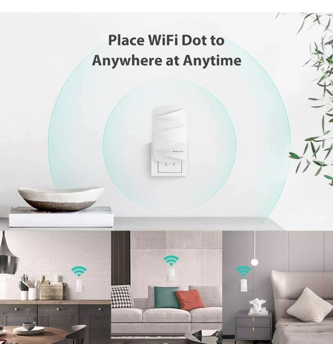 2x MeshForce M3 Dot Wall Plug WiFi Extender, Plug