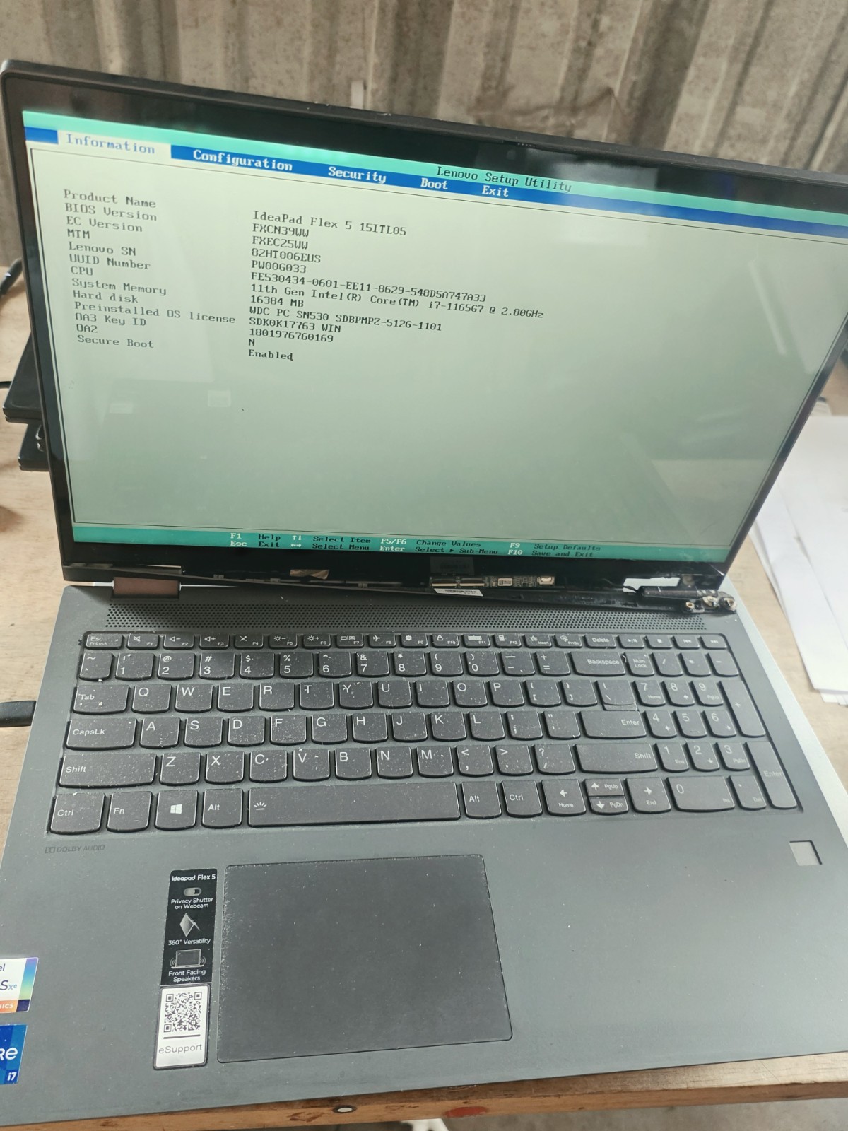Lenovo IdeaPad 5 15ITL05 15.6” (512GB SSD, Intel Core i7-1165G7 Hinge