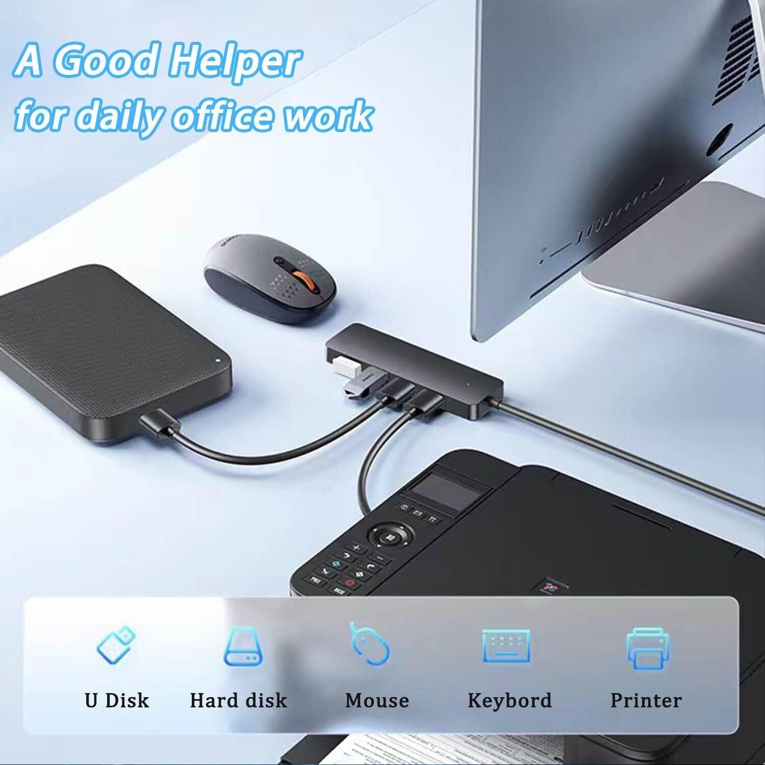 4 Port USB 3.0 Hub Splitter Multi Adapter 5Gbps High Speed PC Desktop Laptop Lot