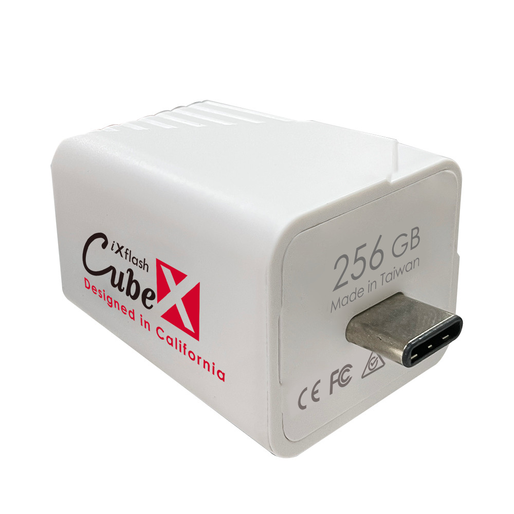 iXflash Cube 256GB iPhone iPad Auto Backup Photo Storage Memory Drive MFi USB-C