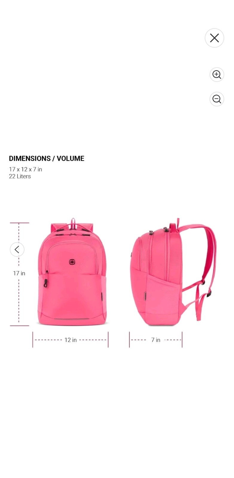 SwissGear 1006 Pink Padded Polyester Laptop Backpack for 16 in Laptop