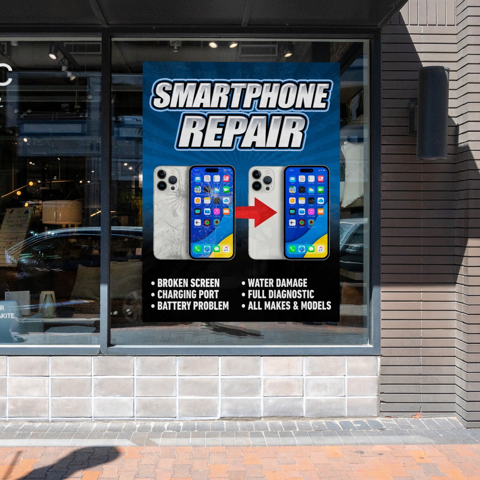 Computer Smartphone Tablet Repair window graphics sign banner iphone pc android