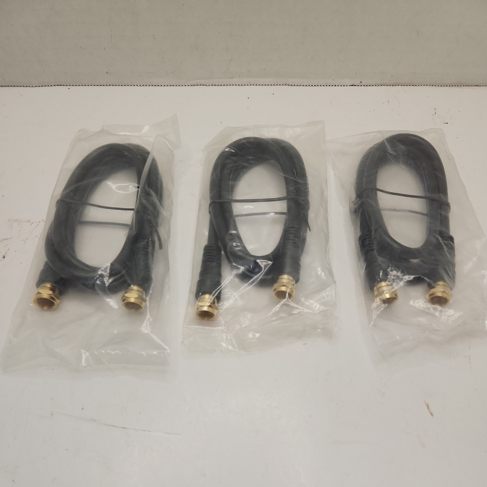 Lot of 3: Coaxial Cables RG-59/U 75. 36 Inches Long. Black/Gold