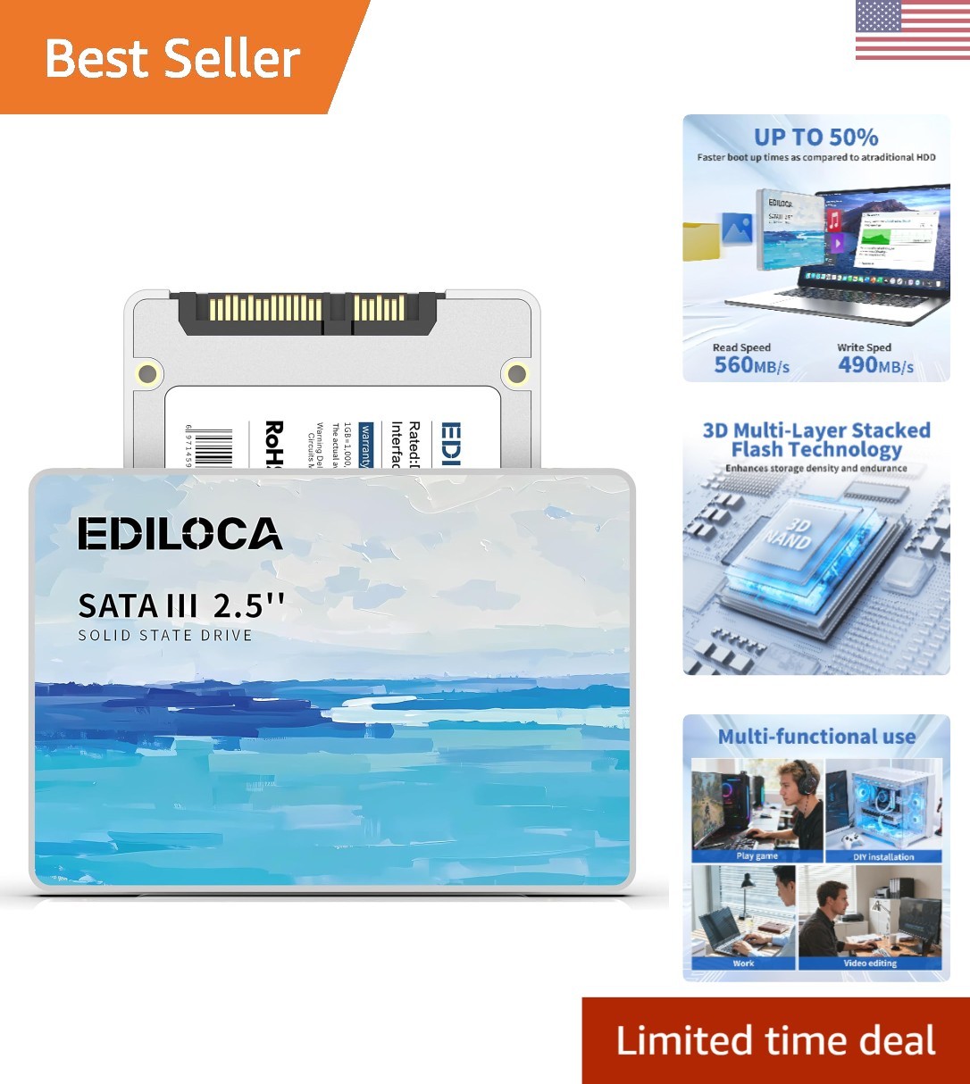 Upgrade with 512GB SSD, 560MB/s Read Speeds – Shock-Proof for Laptops & Desktops