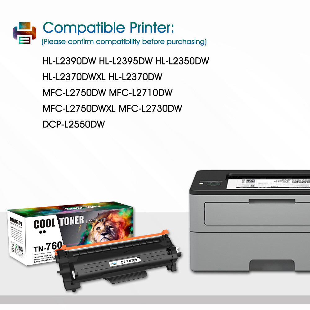 4PK TN760 Toner Cartridge for Brother TN730 MFC-L2710DW MFC-L2750DW DCP-L2550DW