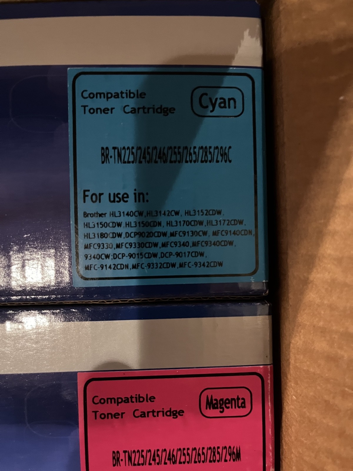 Brother compatible toner cartridges, Cyan, Magenta & Yellow, New in original box