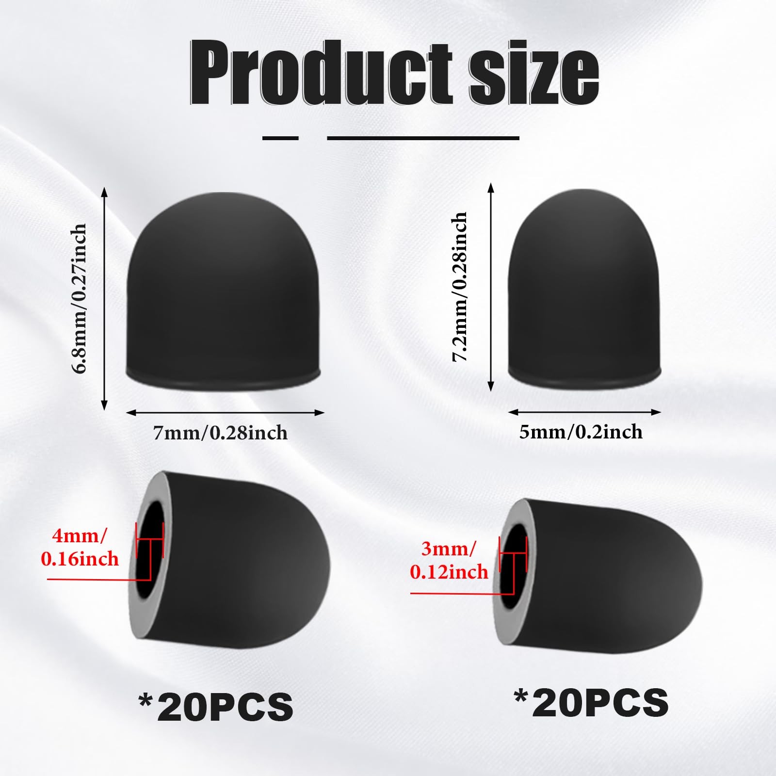 40 Pcs Replacement Rubber Tips for Screen Pens 0.2” & 0.28” Soft No…
