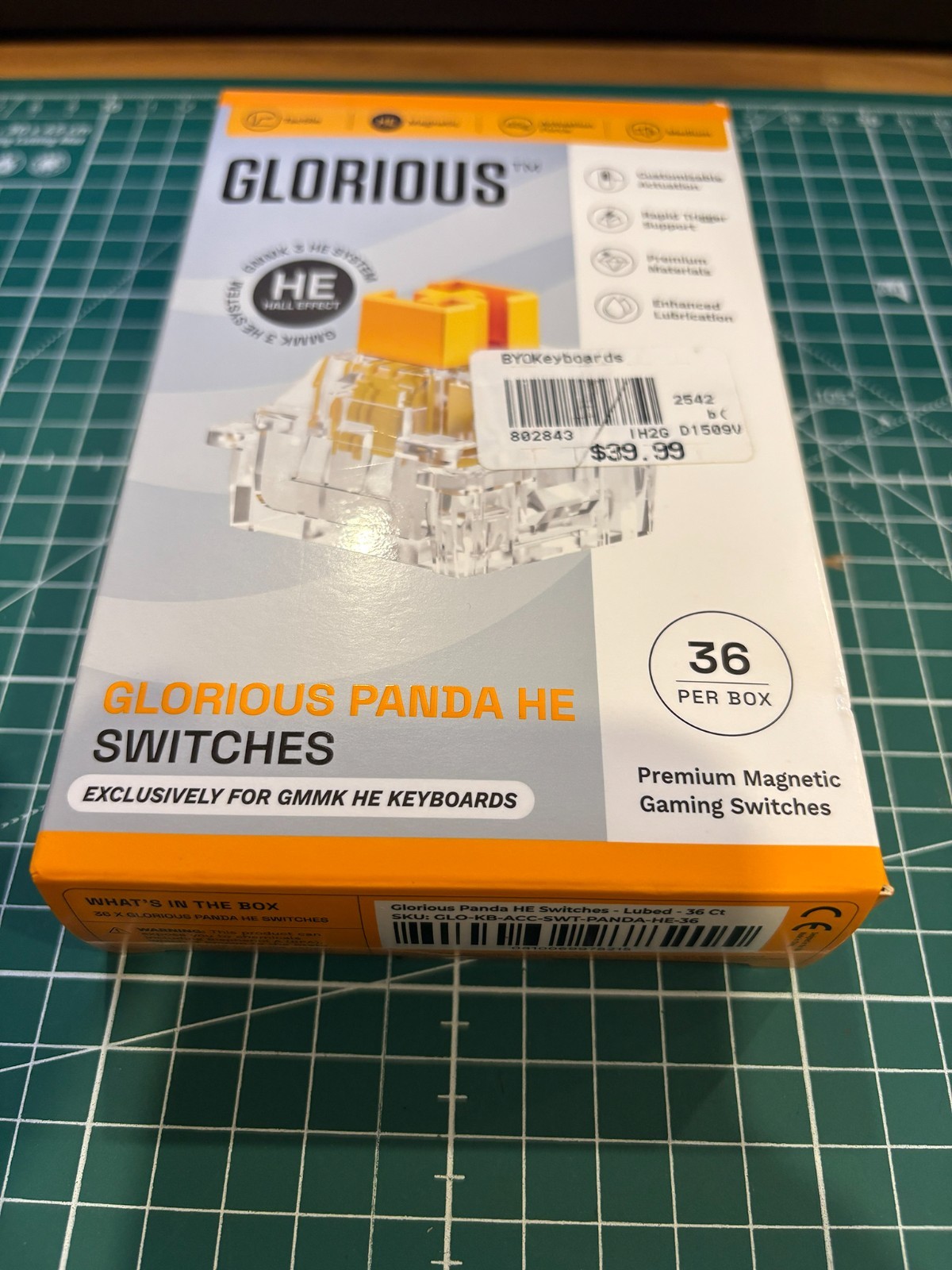 Glorious Panda HE Gaming Keyboard Switches – Tactile, Pre-Lubricated – 36pk, NIB
