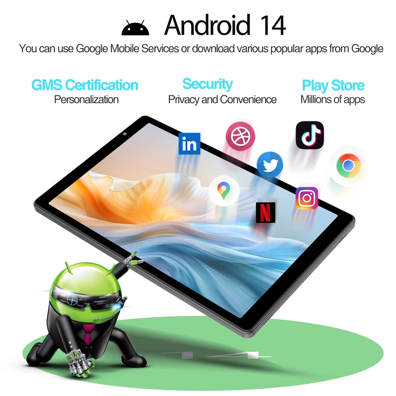 10 Inch Android 14 Tablet PC PAD 32GB ROM Quad-Core WIFI 6000mAh Dual Camera NEW