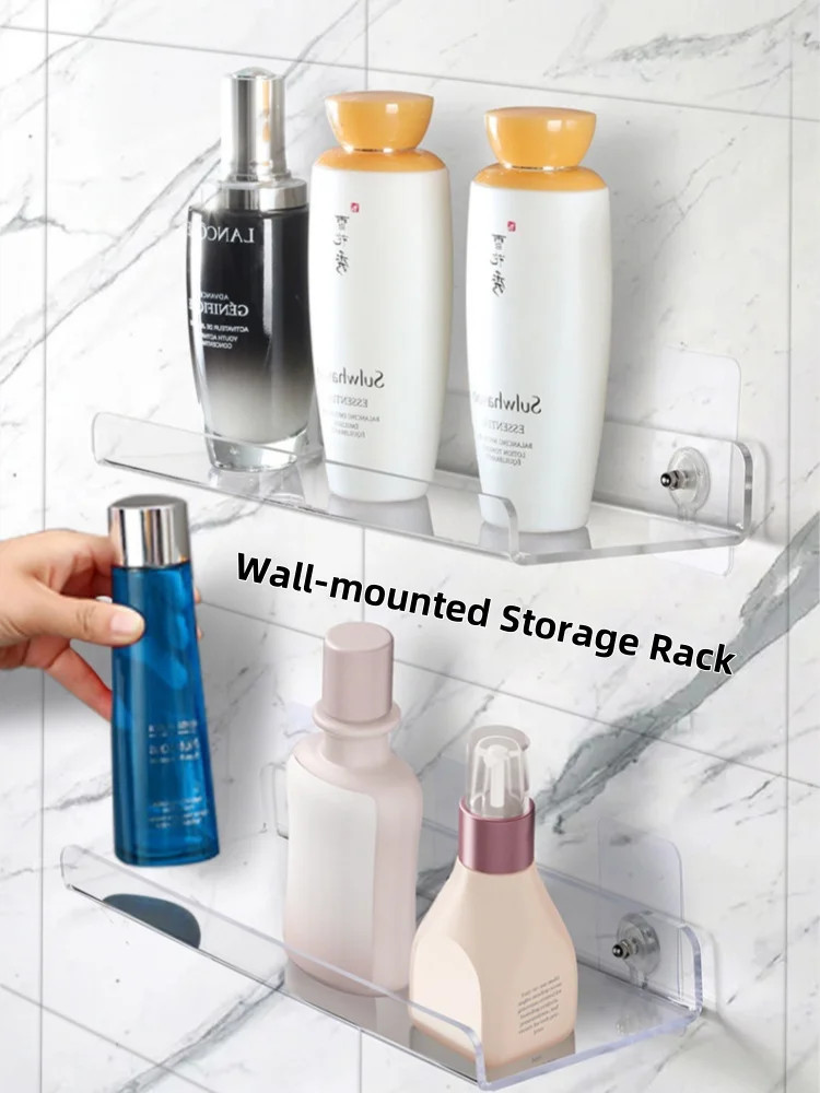 Self Adhesive Storage Shelf Wall-mounted Storage Rack Removable Bathroom Shower