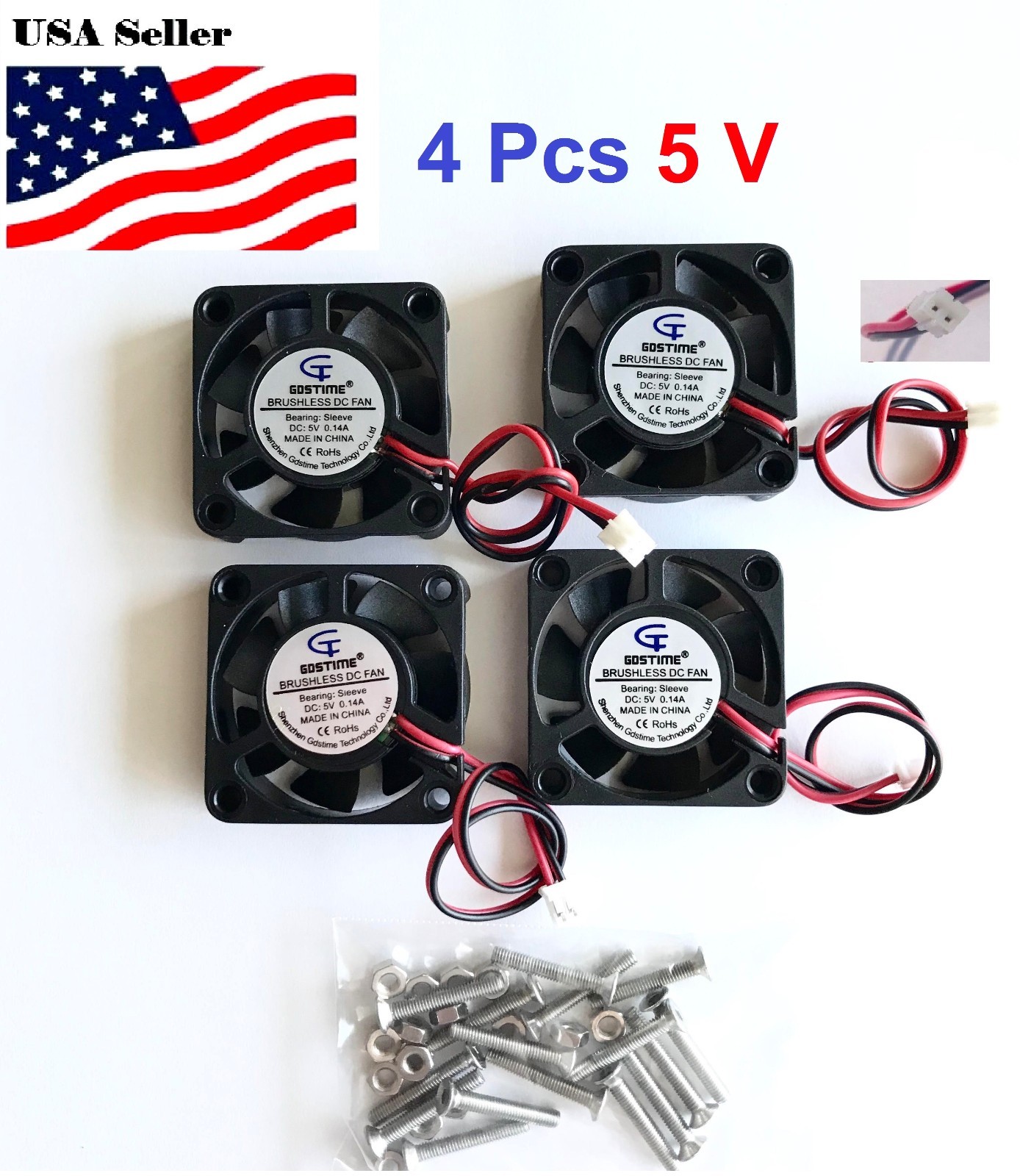 4 Pcs 5V 12V 24V 40mm Cooling Computer Fan 4010 40x40x10mm DC 3D Printer 2-Pin