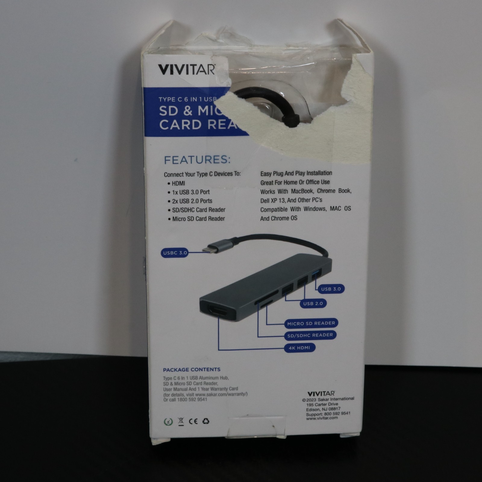 VIVITAR 6 in 1 USB Type C Hub – 4K HDMI 1x USB 3.0 2x USB 2.0 SD/SDHC, Micro SD