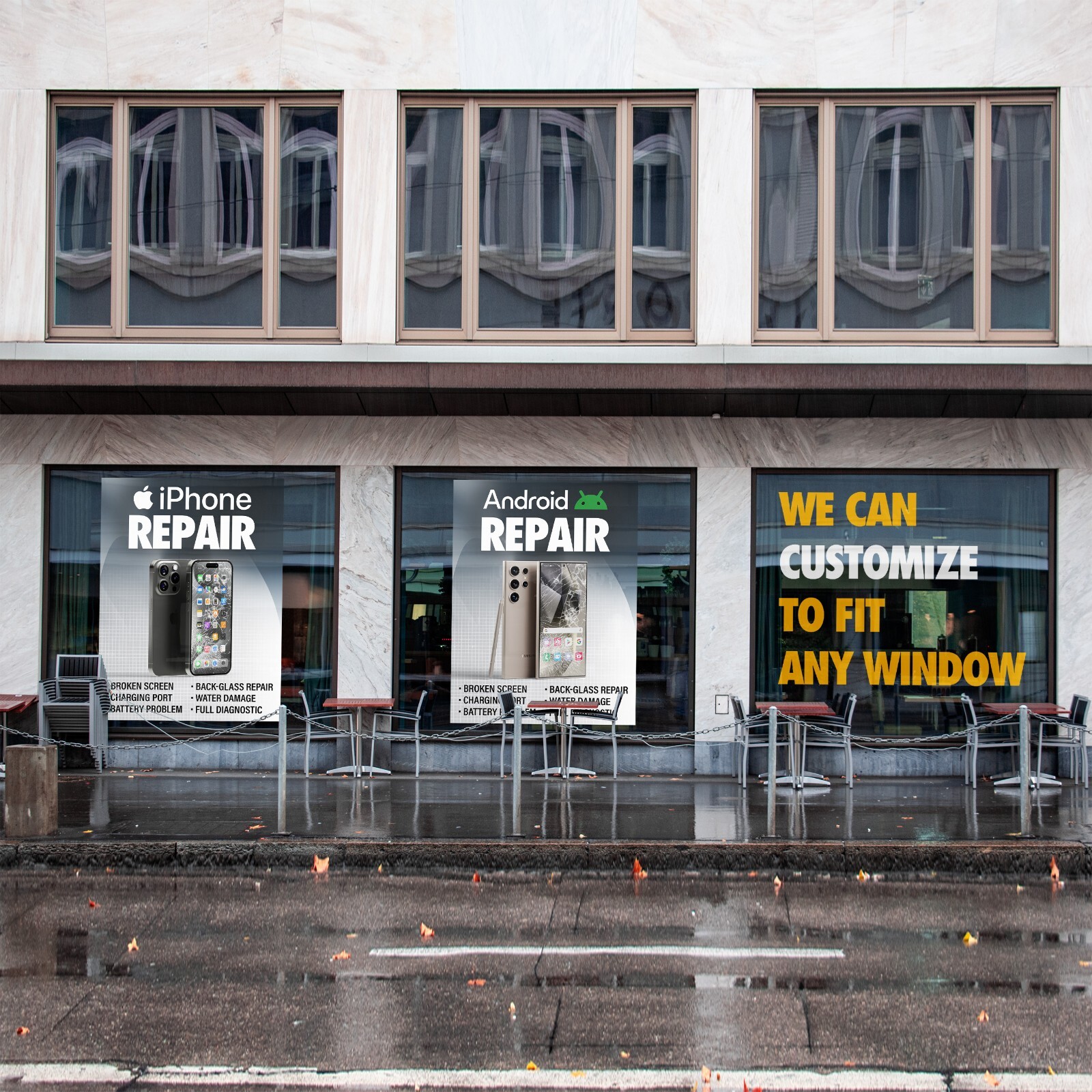 iPhone Android Smartphone Repair Window Wrap Sign Banner Apple Samsung Graphics