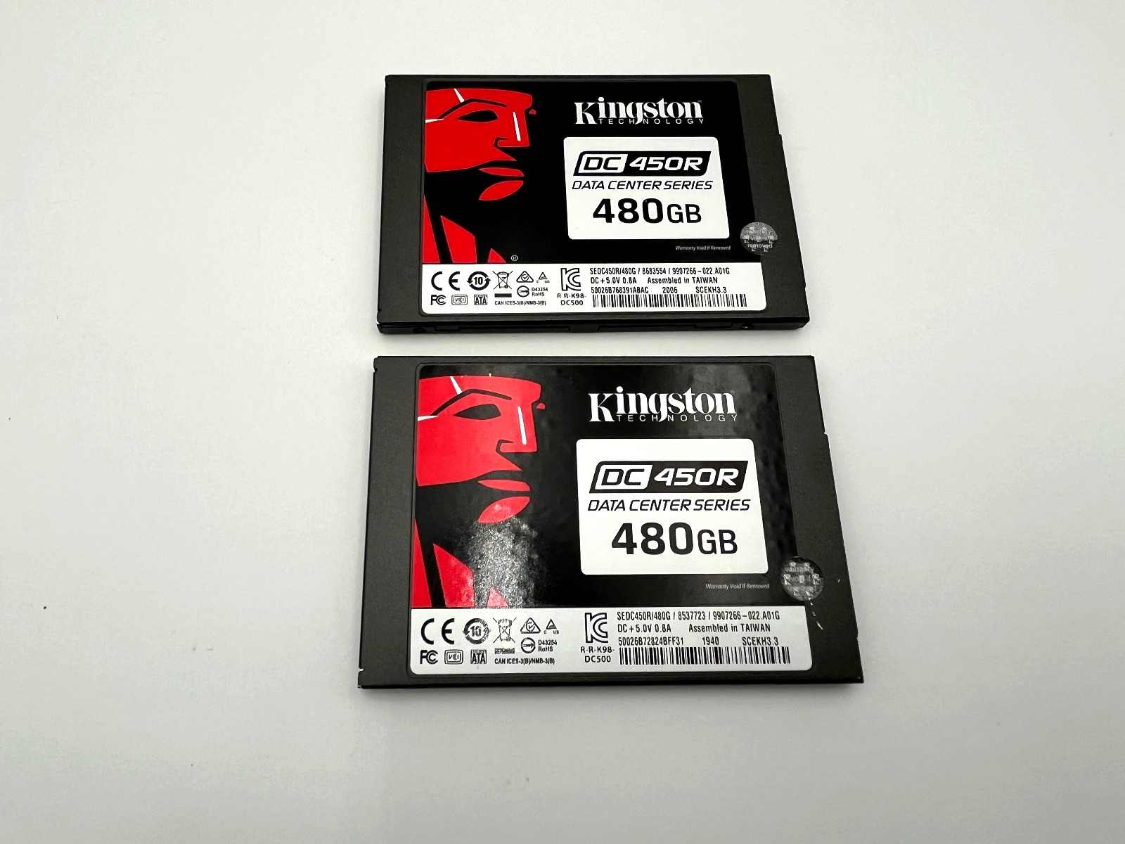 Lot of 2 – 480GB SATA III 2.5″ SSD Kingston DC450R / SEDC450R/480G 90-99% Health