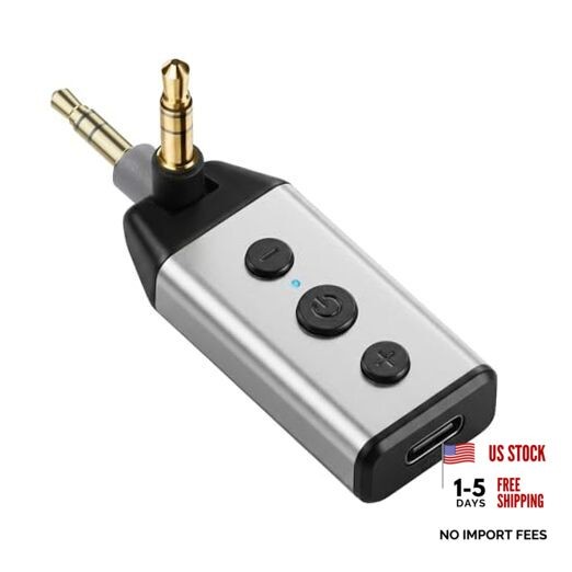 B04 Bluetooth 5.4 Car Adapter, 180° Rotatable AUX Audio Receiver, Hands-Free