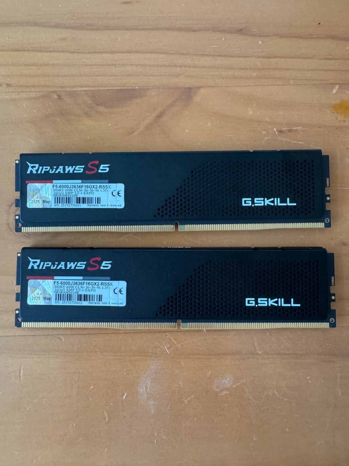 G.Skill Ripjaws S5 32GB (2 x 16GB) DDR5-6000 PC5-48000 CL36 Desktop 1 year old