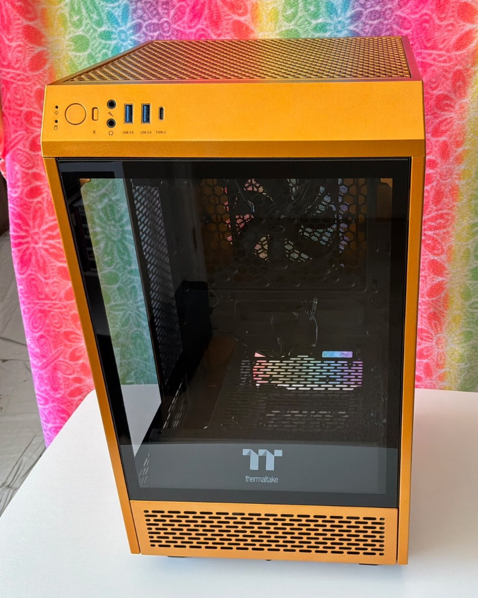 Thermaltake The Tower 100 Case  Mini-ITX  Mini Tower  Metallic Gold  Orange