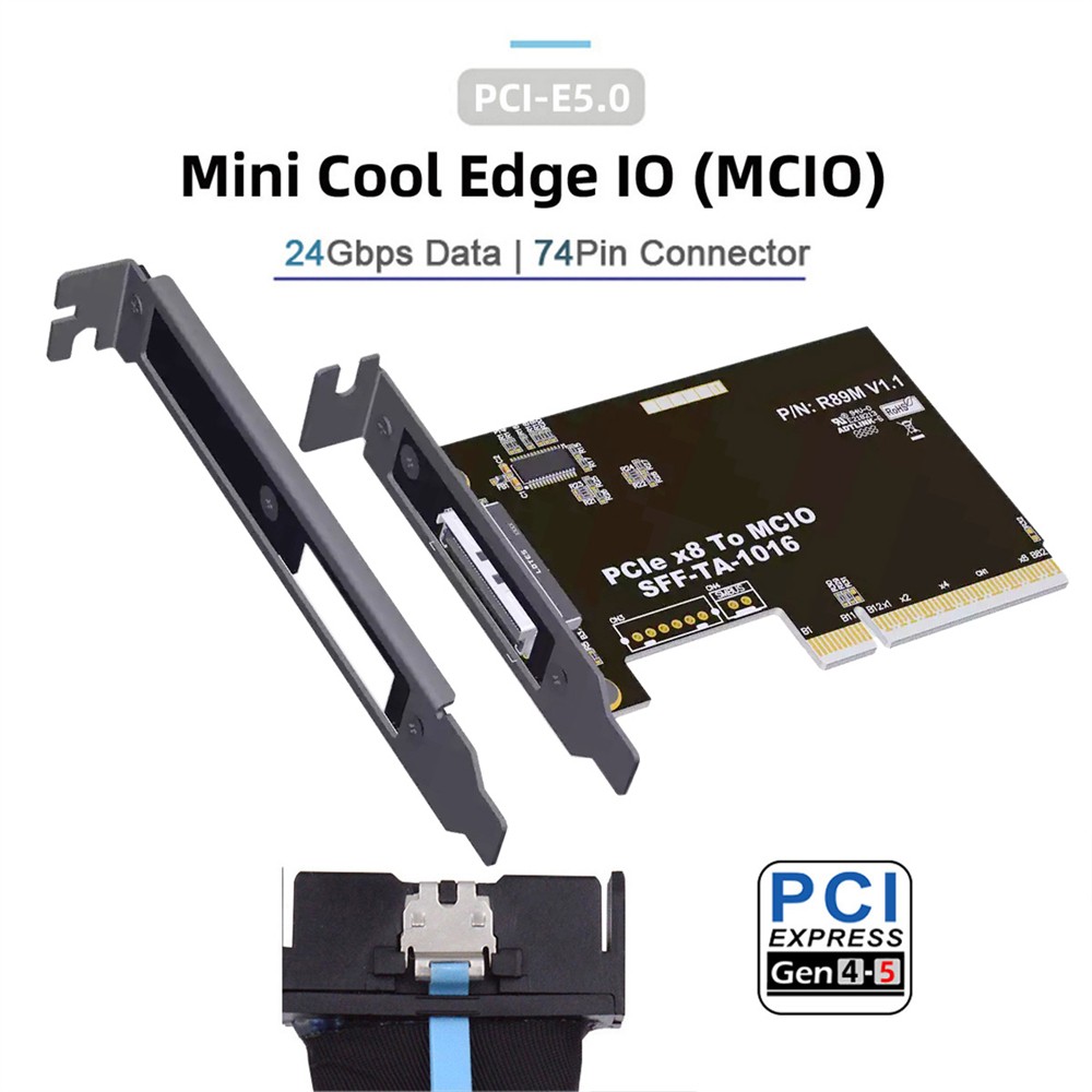 CY External MCIO 8i SFF-TA-1016 to PCI-Express 8x VROC Adapter for Mainboard SSD
