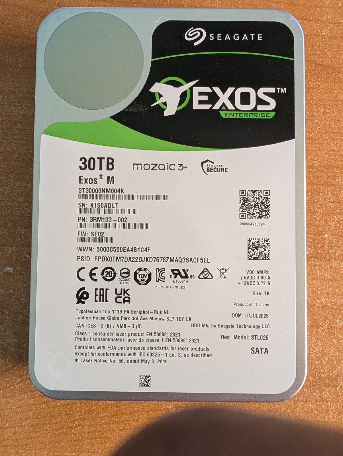 Seagate Exos M 30TB Enterprise HDD ST30000NM004K SATA 7200 Mozaic 3+