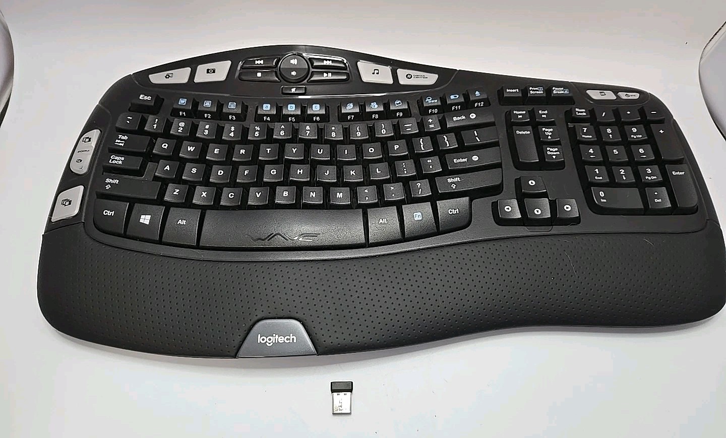 Logitech K350 Wireless Comfort Wave Ergonomic Keyboard w/ NEW Unify USB Dongle