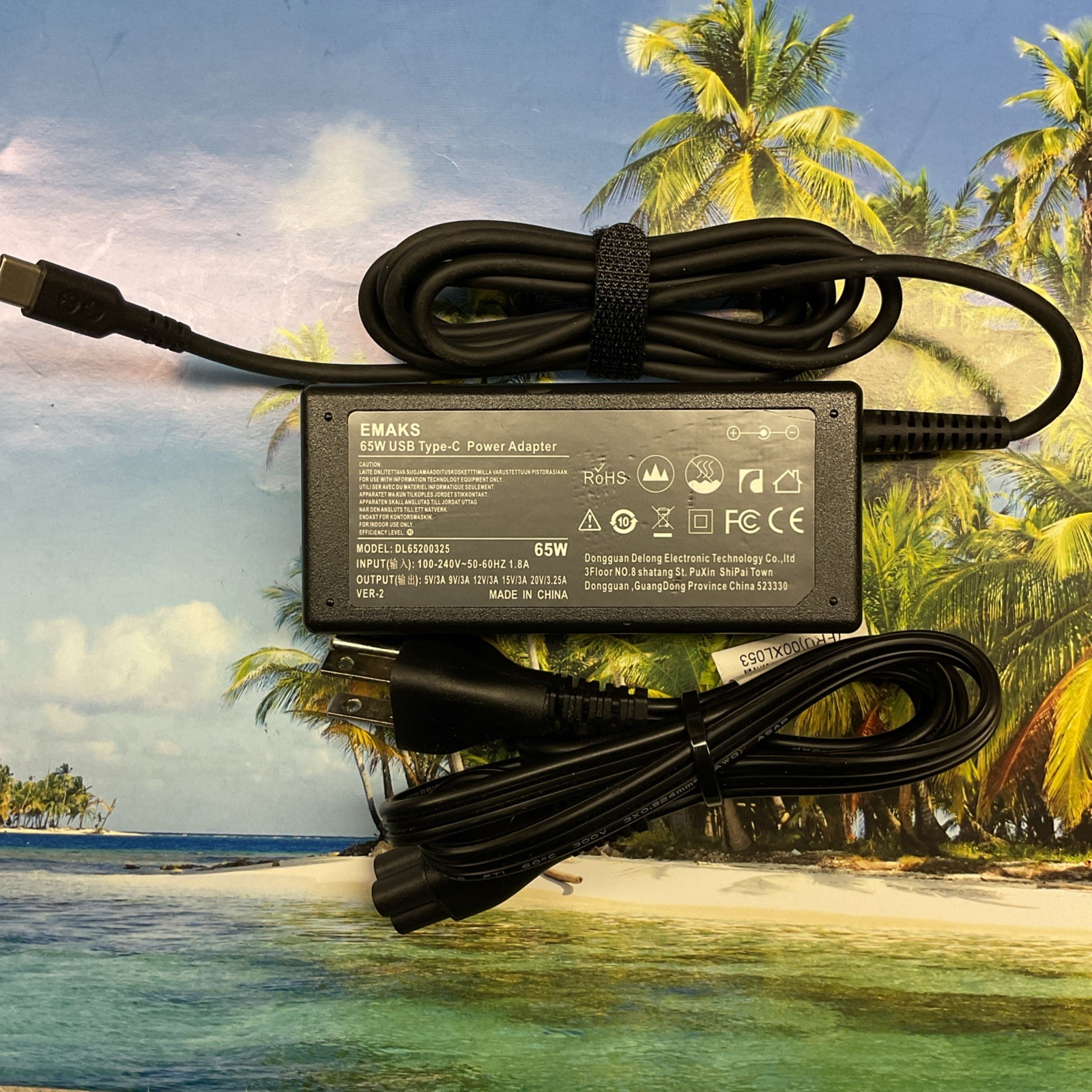 Genuine EMAKS 65W 20V 3.25A TYPE C USB-C AC Power Supply Adapter DL65200325