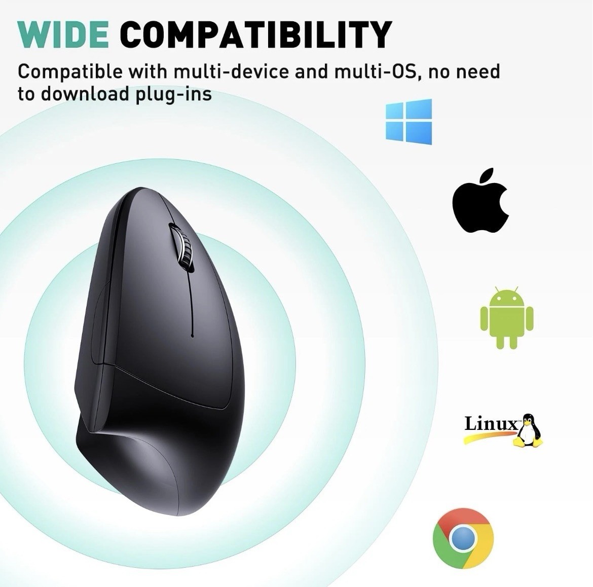 Bluetooth and 2.4G 2-in-1 Wireless Mouse, Ergonomic Vertical Design, 1000/120…