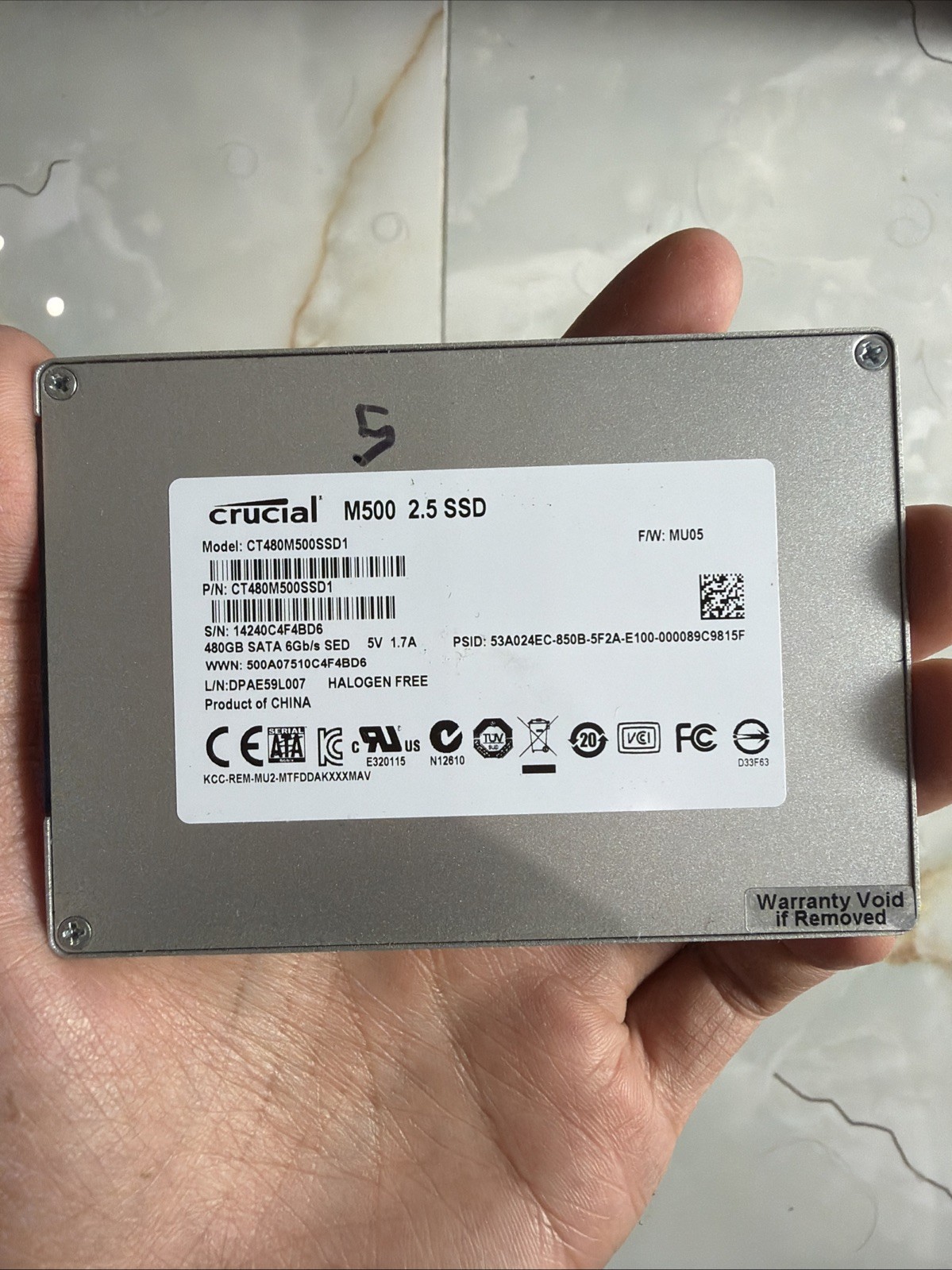 CT480M500SSD1 Crucial M500 480GB SATA 2.5″ SSD used