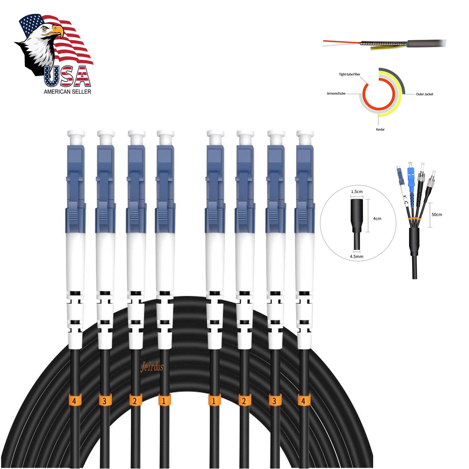 Jeirdus 75M LC to LC Fiber Optic Cable