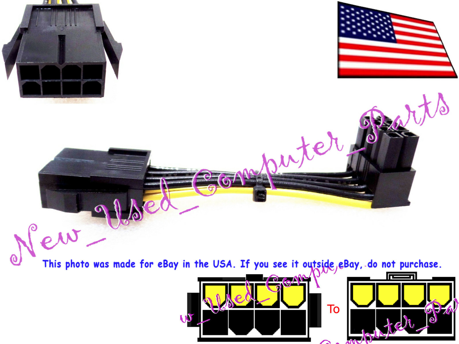 🔥 (11mm Tall) 90 degree CPU Cable adapter Power Cable