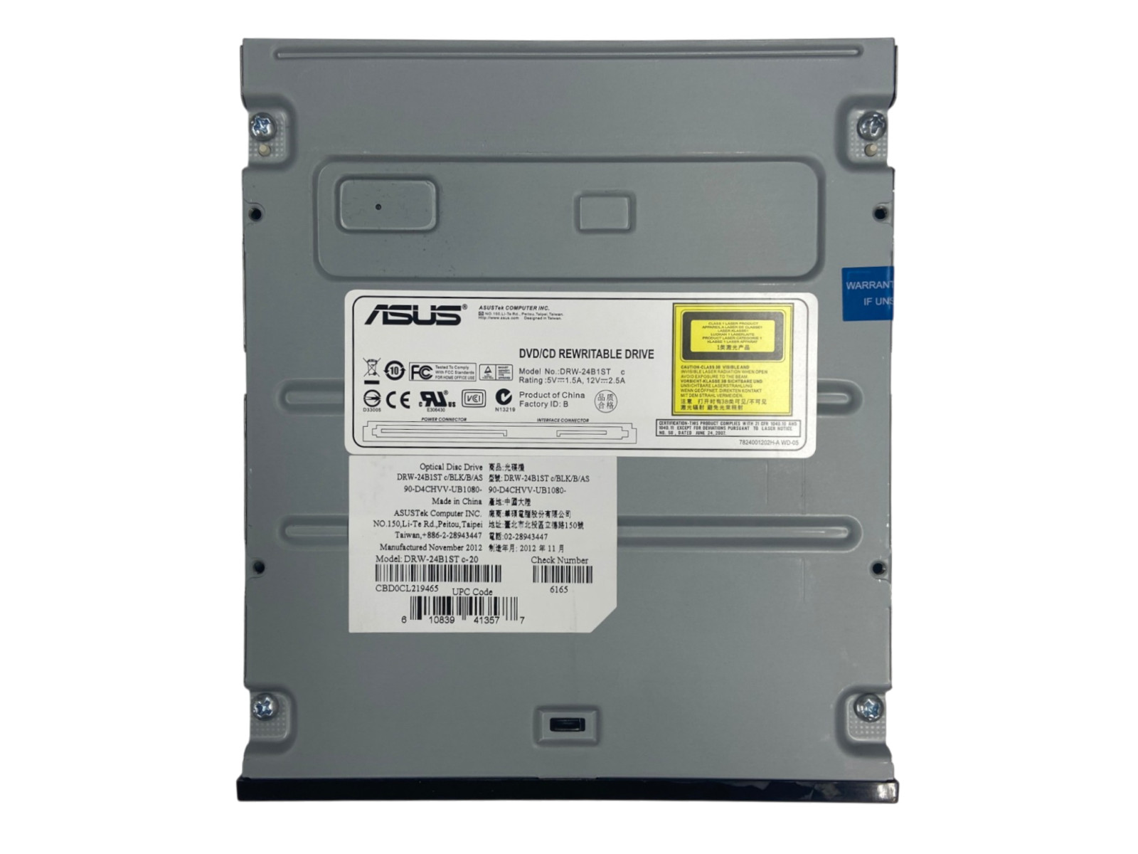 ASUS DRW-24B1ST Internal 24x DVD±RW SATA DVD/CD Rewriteable Drive 5.25″ Black