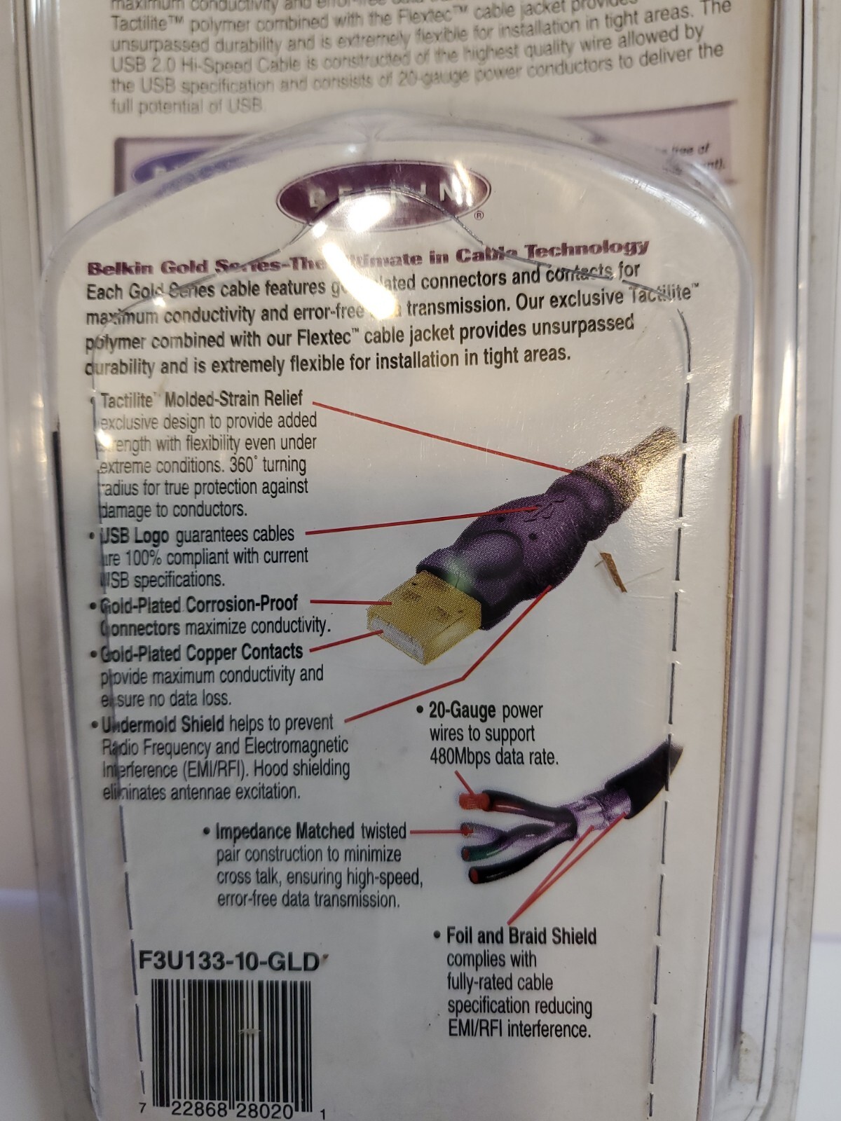 USB Hi Speed Cable 10 Feet Gold Plated Contacts USB Or 1.X