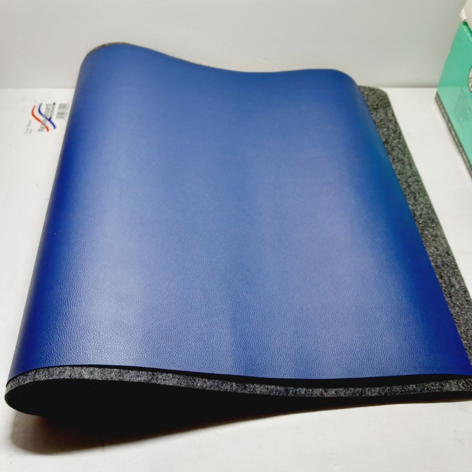 Multi Functional Office Desk Pad (Dark Blue) Leather Topped Padded Back Anti…