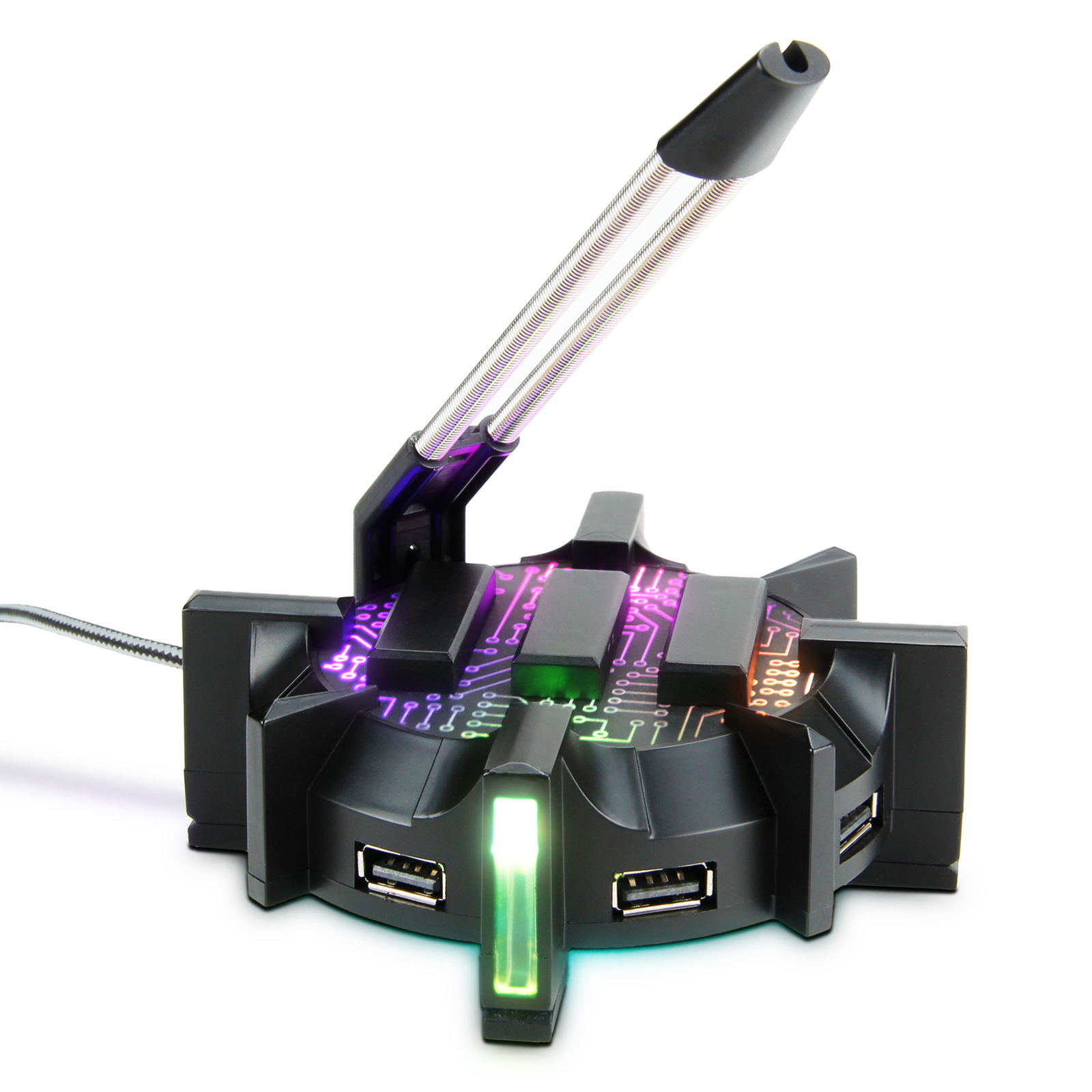 ENHANCE Pro Gaming Mouse Bungee Cable Holder – 4 Port USB Hub & 7 LED Modes