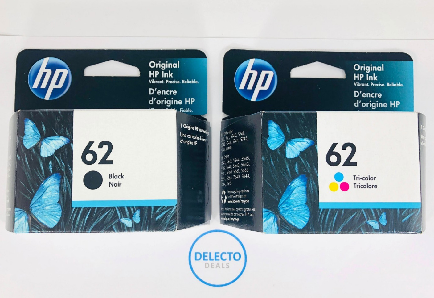 GENUINE HP 62 Black & Tri-Color Ink Cartridges N9H64FN ENVY 5540 SEALED Box