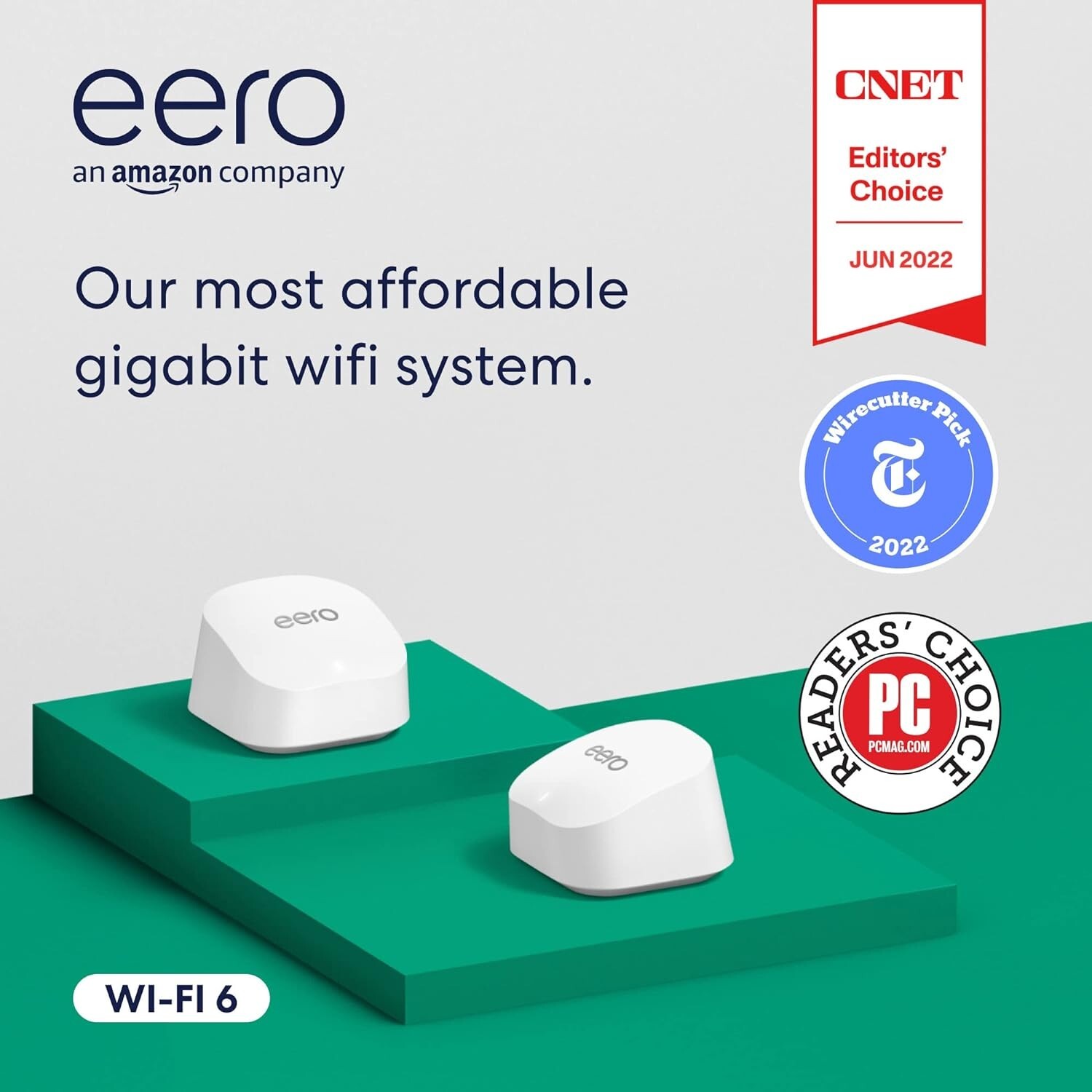 Amazon eero 6+ mesh Wi-Fi router 1.0 Gbps Ethernet Coverage up to 3,000 sq. ft.