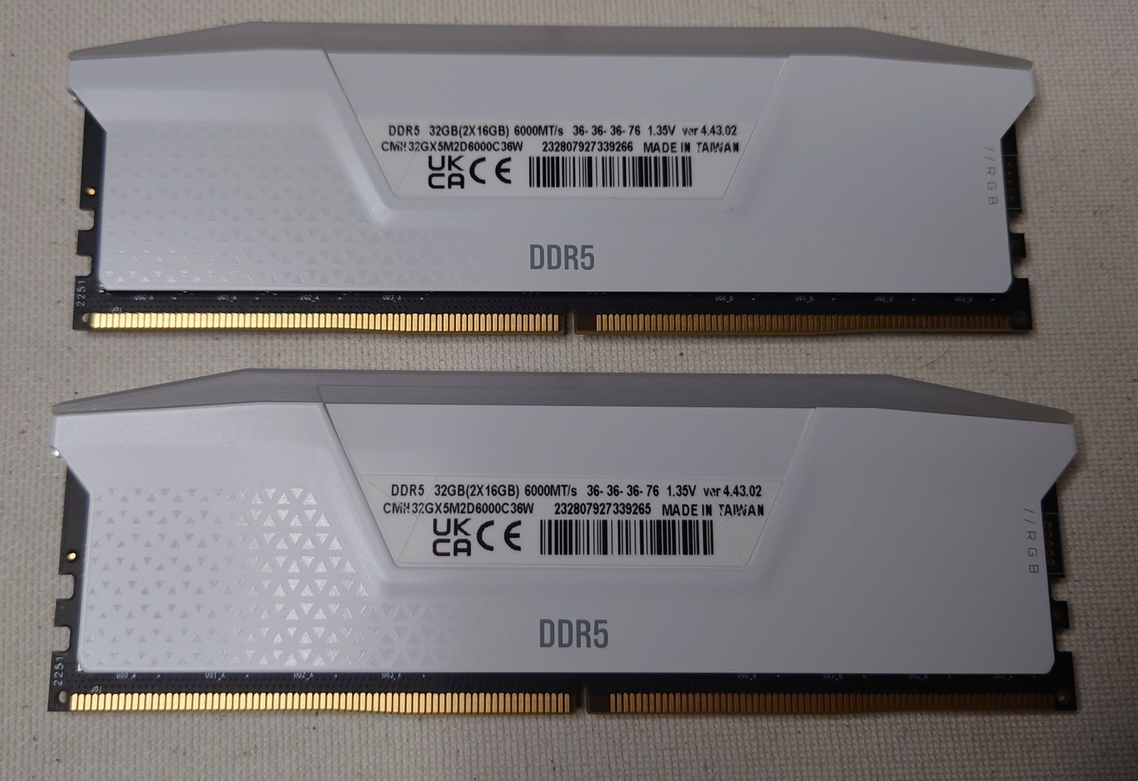 Corsair CMH32GX5M2D6000C36W 32GB (2x16GB) DDR5 6000MHz RAM