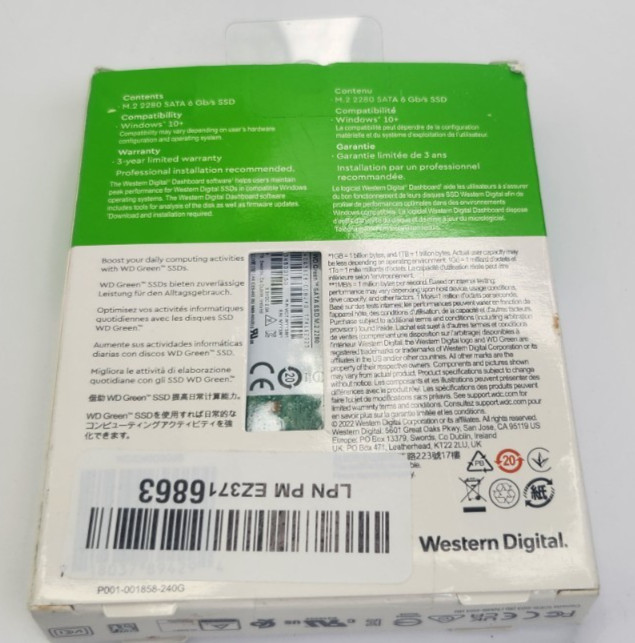 WD Green 240GB M.2 2280 SATA SSD Solid State Drive