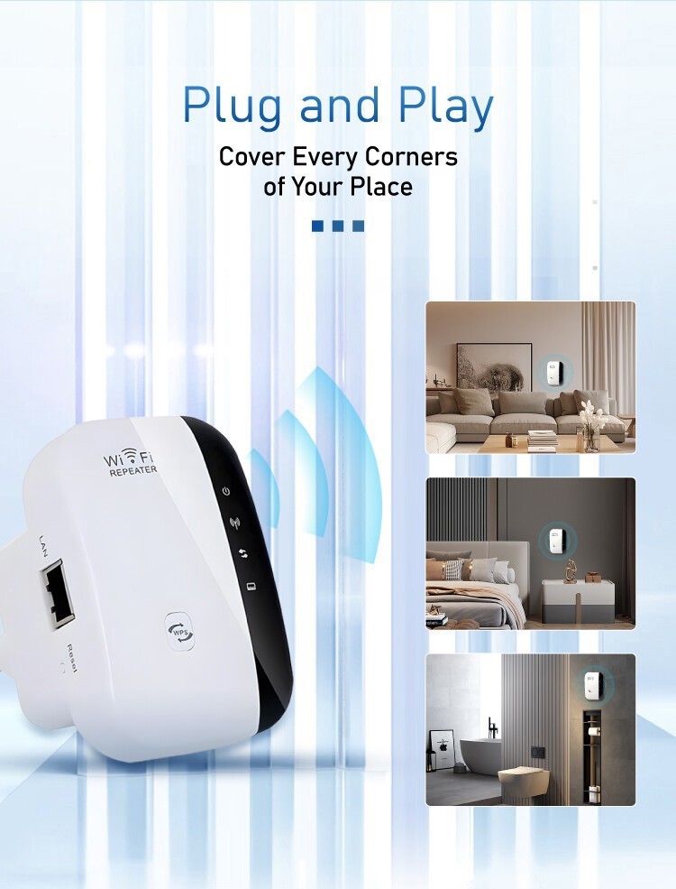 WiFi Booster Extender Range Repeater Internet Amplifier 300Mbps US Plug