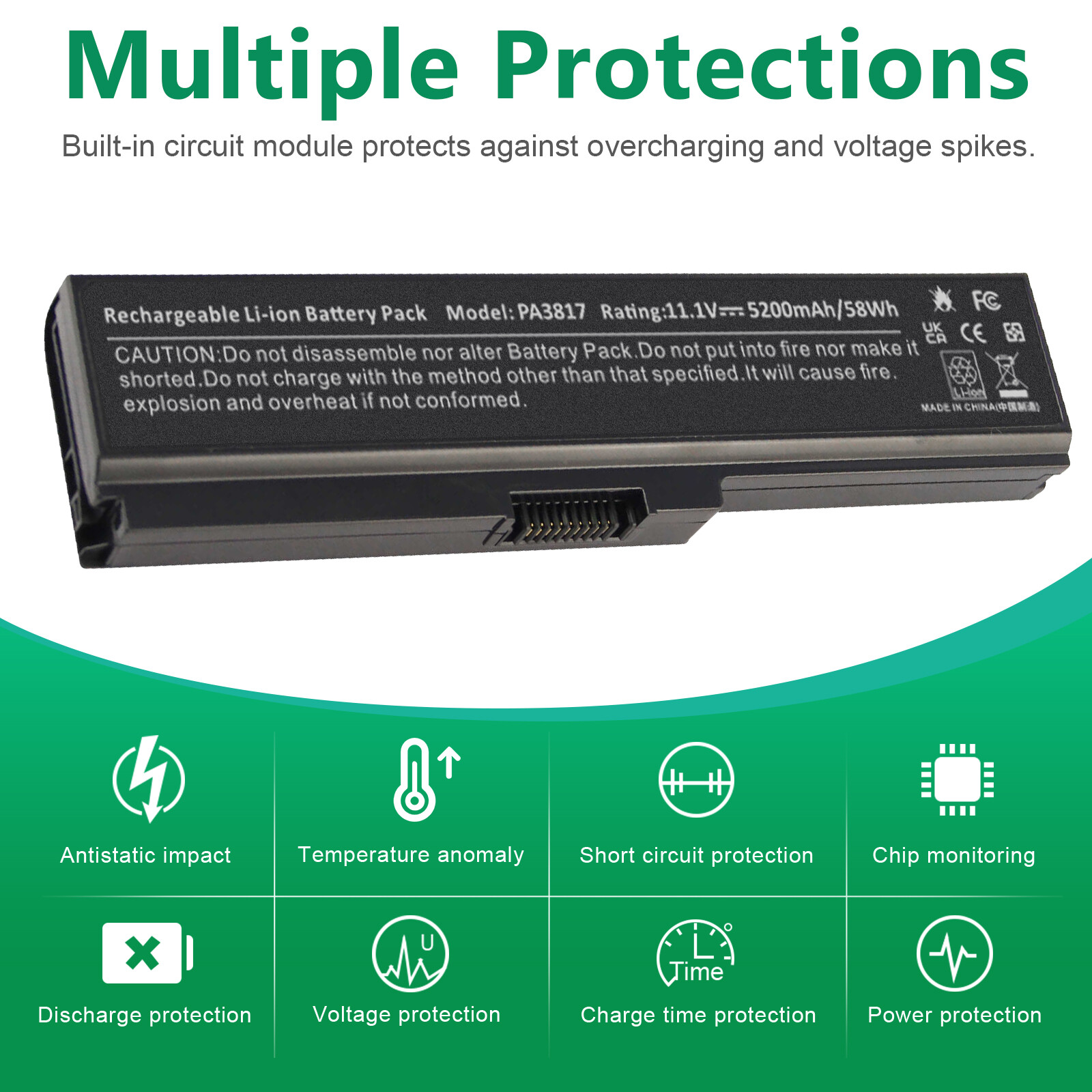🧡LOT 100X PA3819U Battery for Toshiba A660 C655 PA3816U PA3817U PA3819U 5200mAh
