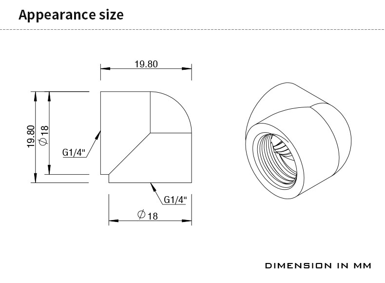 Barrow G1/4″ Female to Female Extender Fitting, 90 Degree Angle, White 4 Pack