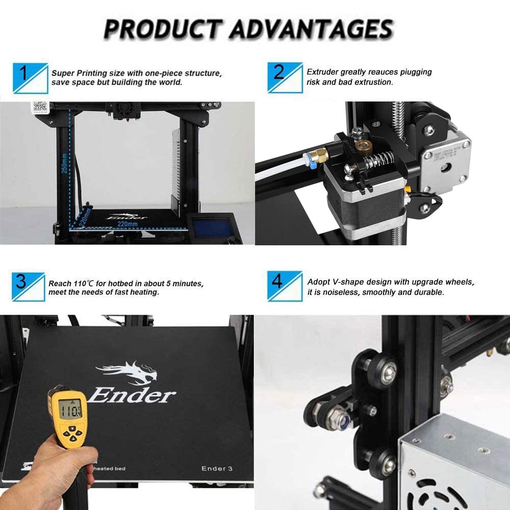Repaired Creality Ender 3 3D Printer Fully Open Source with Resume Printing