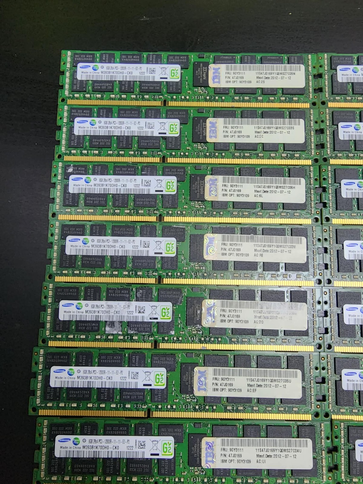 Samsung 168GB (21x8GB) DDR3 PC3-12800R ECC Registered DIMM RAM M393B1K70DH0-CK0